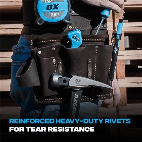 Tools Leather Tool Pouch for Pro Drywall Contractor, Oil Tanned Leather Tool - Picture 6 of 7